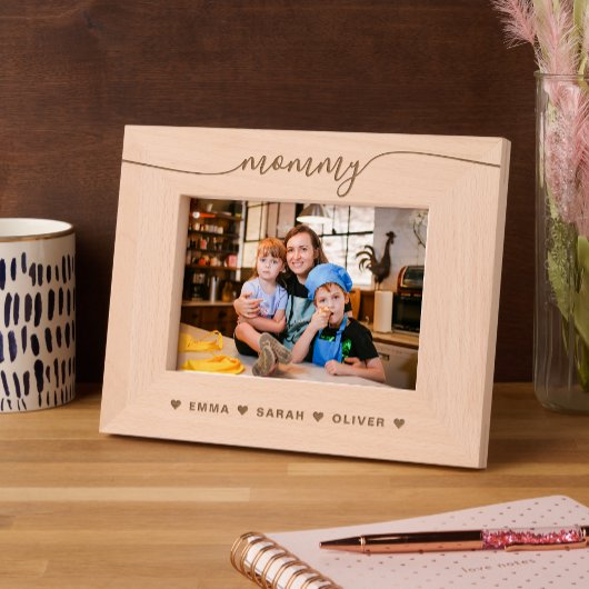 Eenvoudig hartscript mama laser geëtst gegraveerde lijstjes