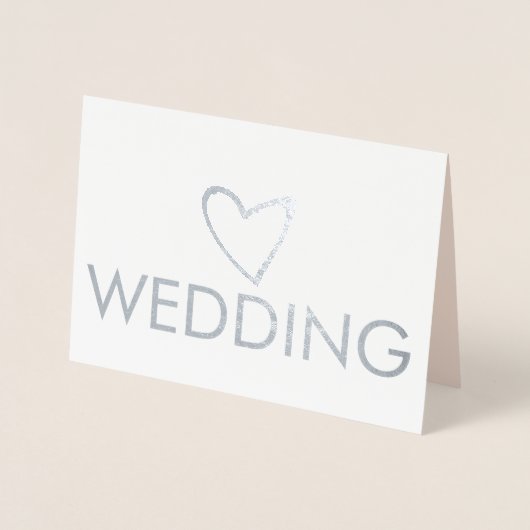 Eenvoudig hartscript Typografie Roze grijze bruilo Folie Kaarten (Voorkant)