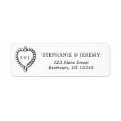 Eenvoudig Heart Black en White Address Label (Voorkant)