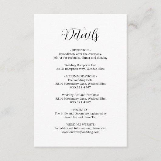 Eenvoudig hedendaags zwart en wit modern huwelijk informatiekaartje (Voorkant)