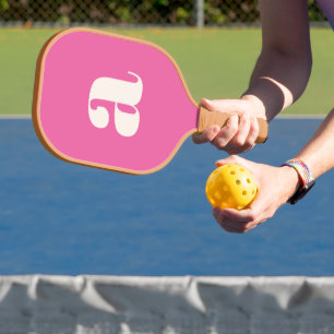 Eenvoudig Heet Roze Vet Retro Monogram Initiaal Pickleball Paddle