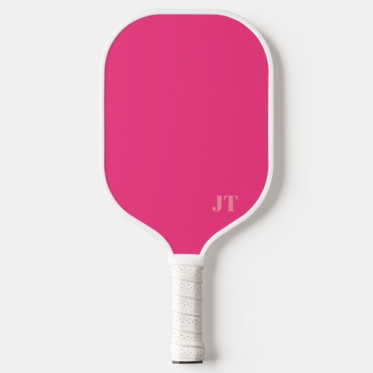 Eenvoudig Helder Roze en Bord Roze Monogram Pickleball Paddle (Voorkant)