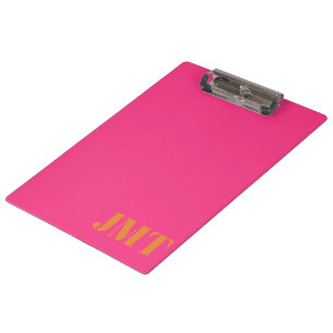 Eenvoudig Helder Roze en Sinaasappel Monogram Klembord
