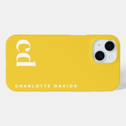 Eenvoudig heldergeel monogram Case-Mate iPhone case (Achterkant (horizontaal))