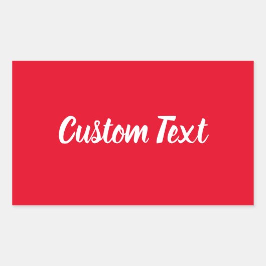 Eenvoudig helderrood met witte script tekst Sjablo Rechthoekige Sticker (Voorkant)