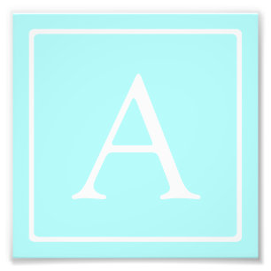 Eenvoudig Hemelblauw Monogram Foto Afdruk