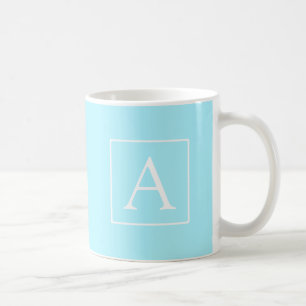 Eenvoudig Hemelblauw Monogram Koffiemok