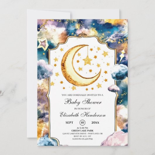 Eenvoudig hemelse ster hemels Baby shower Kaart (Voorkant)