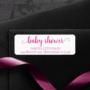Eenvoudig hot-pink script Magent Doucheadres Etiket