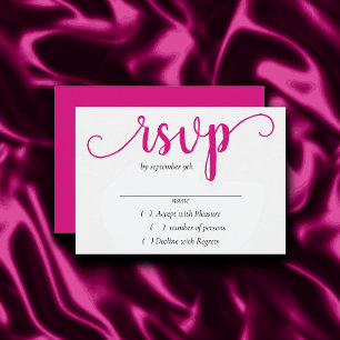 Eenvoudig hot-pink script   Magenta Flourish Event RSVP Kaartje
