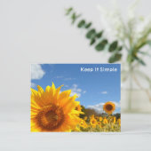 Eenvoudig houden met zonnebloemen briefkaart (Staand voorkant)