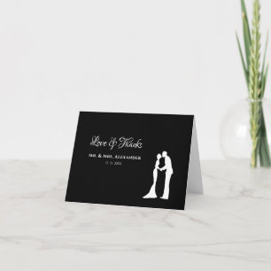 Eenvoudig huwelijk: dank je Black White Bride Groo Bedankkaart