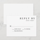 Eenvoudig huwelijk RSVP kaartje (Voorkant / Achterkant)