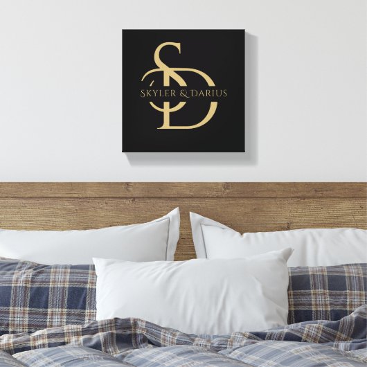 Eenvoudig huwelijksmonogram gepersonaliseerd met n canvas afdruk (Insitu (Slaapkamer))