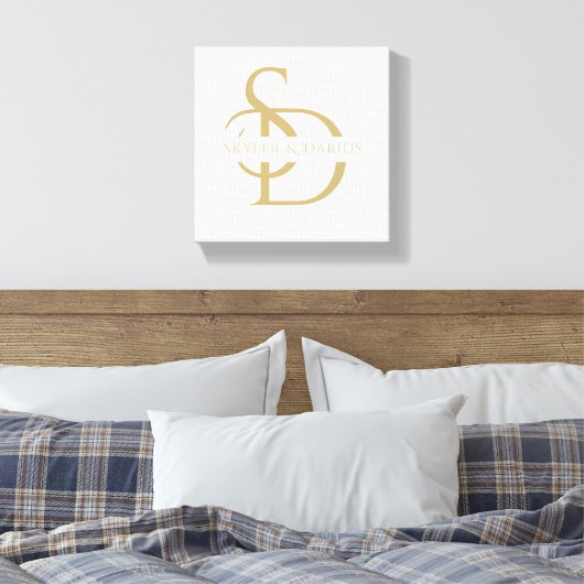 Eenvoudig huwelijksmonogram gepersonaliseerd met n canvas afdruk (Insitu (Slaapkamer))