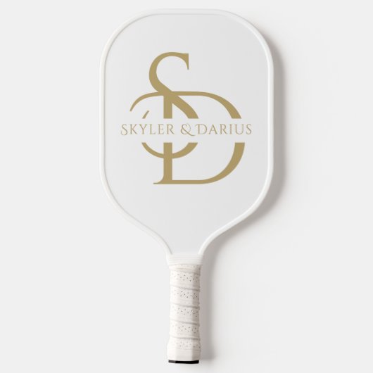 Eenvoudig huwelijksmonogram gepersonaliseerd met n pickleball paddle (Achterkant)