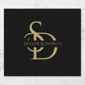 Eenvoudig huwelijksmonogram gepersonaliseerd met n sparkling wijnetiket (Enkel label)