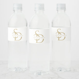 Eenvoudig huwelijksmonogram gepersonaliseerd met n waterfles etiket