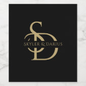 Eenvoudig huwelijksmonogram gepersonaliseerd met n wijn etiket (Enkel label)
