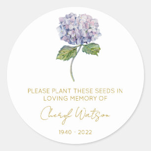 Eenvoudig Hydrangea Herdenkingspakket Zaadjes Ronde Sticker