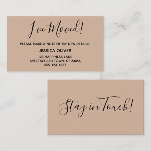Eenvoudig Ik ben verhuisd op Toasted Almond Kaart Visitekaartje (Voorkant / Achterkant)