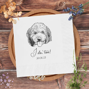 Eenvoudig ik doe te hond hand tekening bruiloft servet