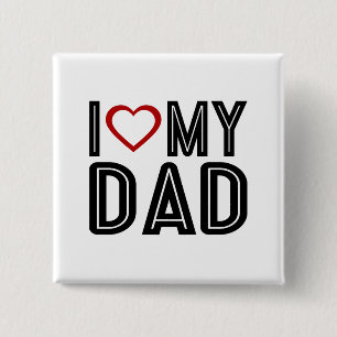 Eenvoudig ik hou van mijn vader Typografie   Pin-B Vierkante Button 5,1 Cm