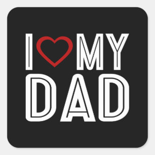 Eenvoudig ik hou van mijn vader Typografie   Stick Vierkante Sticker