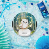 Eenvoudig in de Bossen Uil Verjaardag Papieren Bordje (Feest)