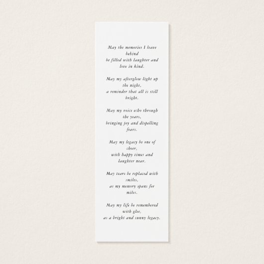 Eenvoudig in liefdevolle herinnering begrafenis Bl Mini Visitekaartjes (Achterkant)