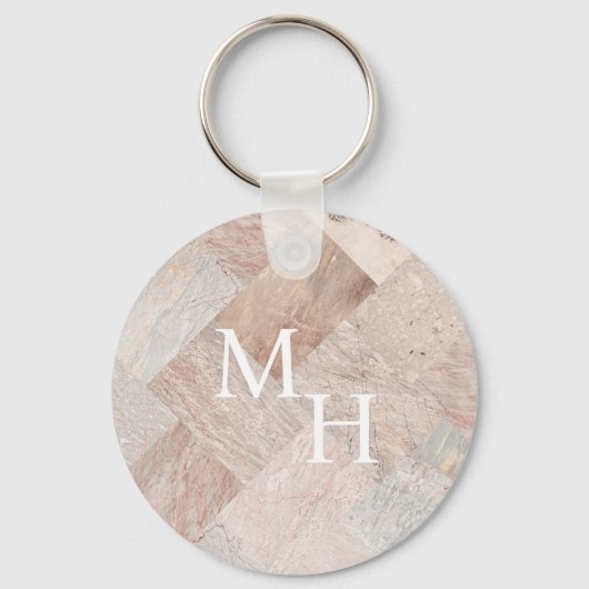 Eenvoudig ingetogen marmer sleutelhanger (Voorkant)