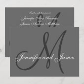 Eenvoudig Initiaal Weddenschap Names Grey Kaart (Voorkant / Achterkant)