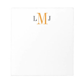 Eenvoudig Initiaal zwart-wit en Oranje laptopblok Notitieblok