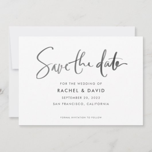 Eenvoudig inktscript Handgeschreven Save the Date- Date (Voorkant)