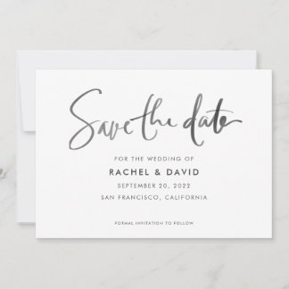 Eenvoudig inktscript Handgeschreven Save the Date- Date