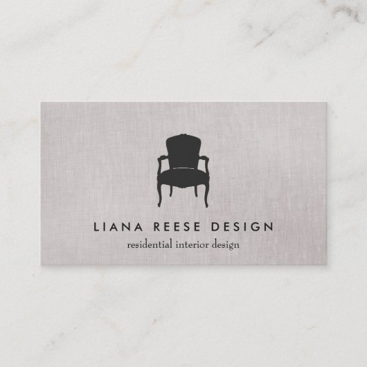 Eenvoudig interieur design Franse stoel Logo Visitekaartje (Voorkant)