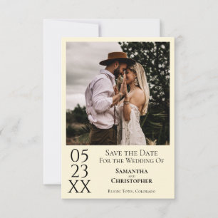 Eenvoudig Ivory Cream Modern Minimal Photo Wedding Save The Date