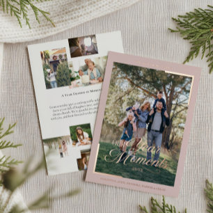 Eenvoudig Jaar In Momenten Familiefoto Kerstmis Folie Feestdagenkaart