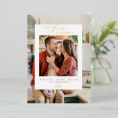 Eenvoudig Jaar In Momenten Familiefoto Kerstmis Folie Uitnodiging (Staand Voorkant)