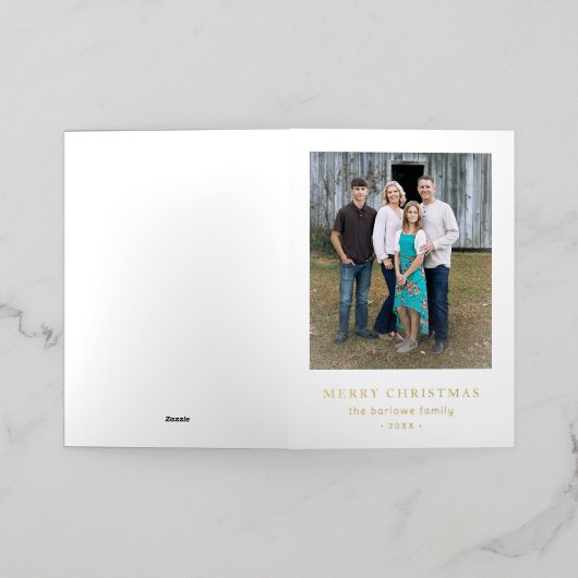 Eenvoudig Jaar in Review Foto Modern Kerstfeest Folie Feestdagenkaart (Buiten Laag)