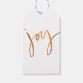 Eenvoudig JOY Copper Metallic Minimalist Holiday Cadeaulabel (Voorkant)