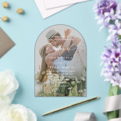 Eenvoudig kalligrafiescript Minimalistische fotobr Acryl Uitnodigingen (Insitu (Huwelijk))