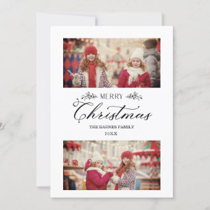 Eenvoudig Kerst met kerst Botanische Branches 2 Fo Kaart