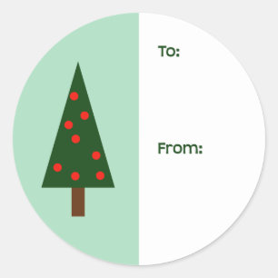 Eenvoudig kerstboomformaat Ronde cadeaulabel Sticker