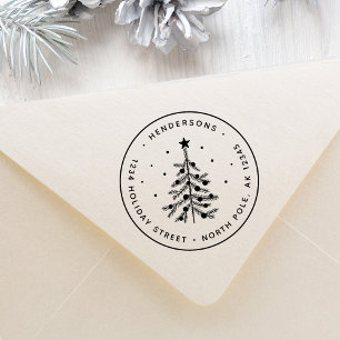 Eenvoudig kerstboomretouradres rubberstempel