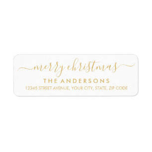 Eenvoudig kerstfeest Gold Modern Script Holiday Etiket