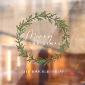 Eenvoudig kerstfeest pine Berries Green Wreate Raamsticker (Vel 2)