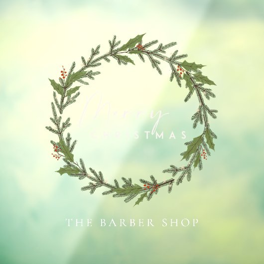 Eenvoudig kerstfeest pine Berries Green Wreate Raamsticker (Vel 3)