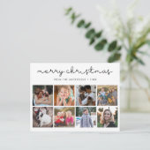 Eenvoudig kerstminimalistisch script 8 Foto Feestdagenkaart (Staand voorkant)