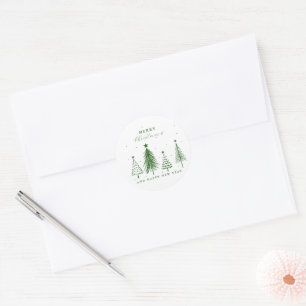 Eenvoudig Kerstmis dennenboom patroon Groen Ronde Sticker